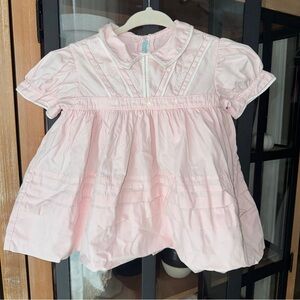 Cherubs heirloom gown dress baby girl lace collar short sleeve embroidered